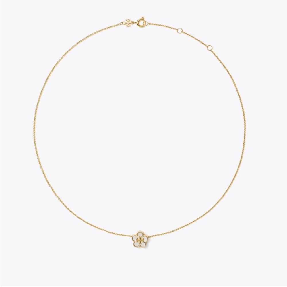 Tory Burch Kira Mother-of-Pearl Flower Pendant Necklace
